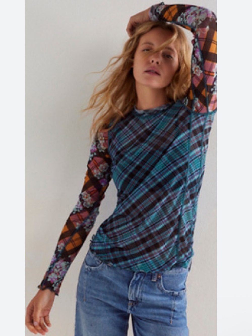 Free People We The Free Chloe Printed Mesh Top Size M NWOT